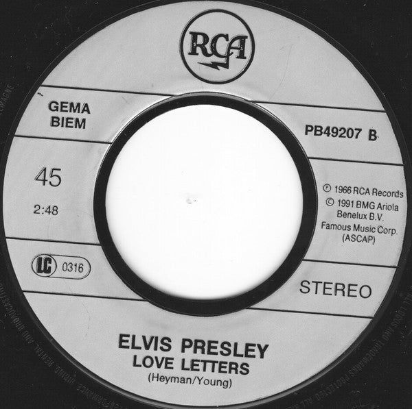 Elvis* : Love Me Tender (7", Single)