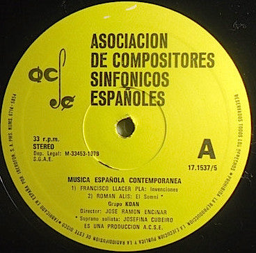 Grupo Koan : Musica Española Contemporanea (LP)