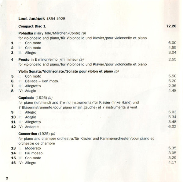 Leoš Janáček, Mikhaïl Rudy : Instrumental And Orchestral Works (2xCD, Comp)