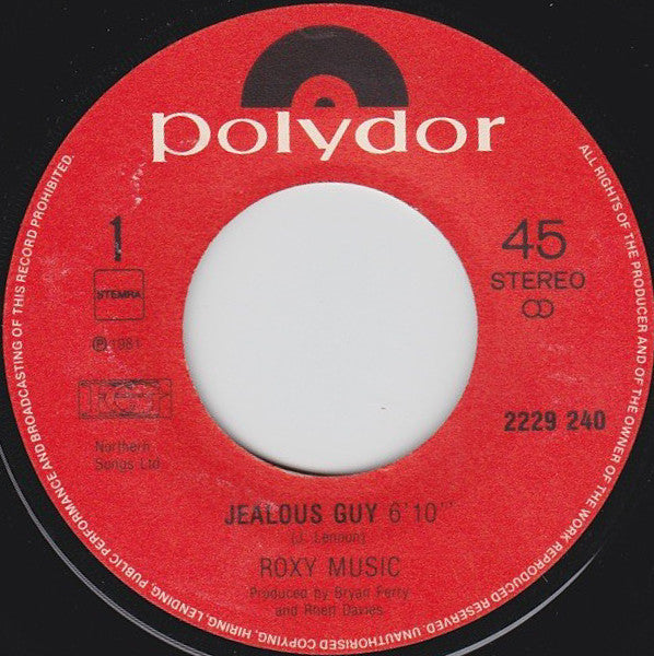 Roxy Music : Jealous Guy (7", Single)