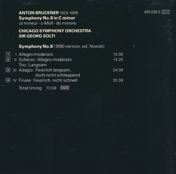 Anton Bruckner, Chicago Symphony Orchestra, Georg Solti : Symphony No. 8 (CD)