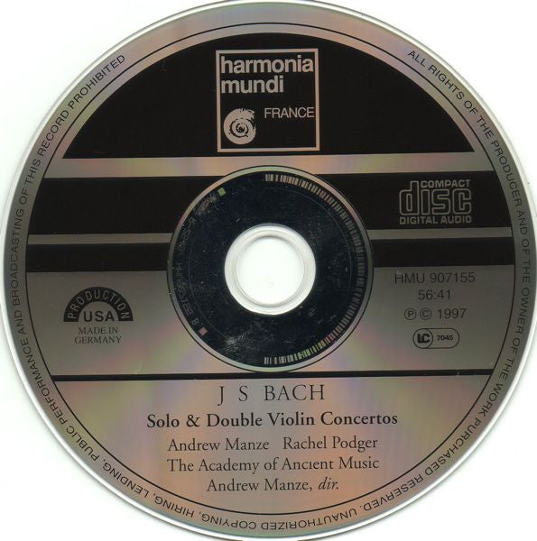 J. S. Bach* - Andrew Manze, Rachel Podger, The Academy Of Ancient Music : Solo & Double Violin Concertos (CD)