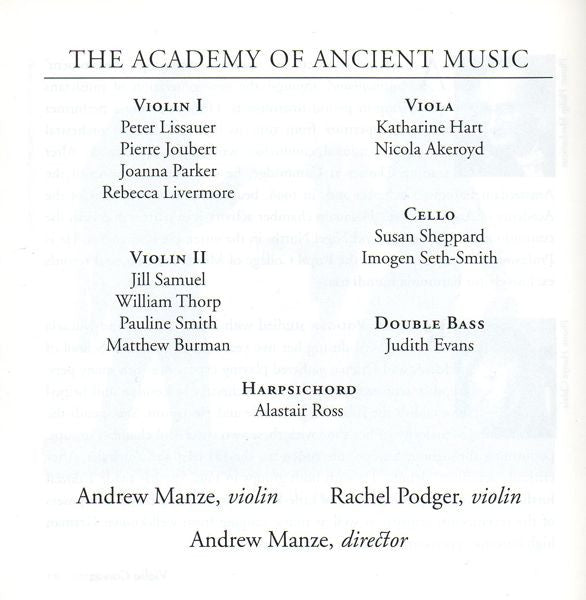 J. S. Bach* - Andrew Manze, Rachel Podger, The Academy Of Ancient Music : Solo & Double Violin Concertos (CD)