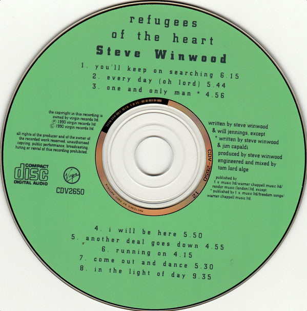 Steve Winwood : Refugees Of The Heart (CD, Album)