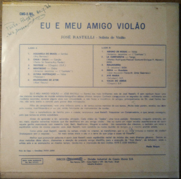José Rastelli : Eu E Meu Amigo Violão (LP, Album)