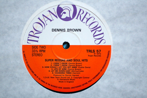 Dennis Brown : Super Reggae & Soul Hits (LP, Album, RE, Whi)