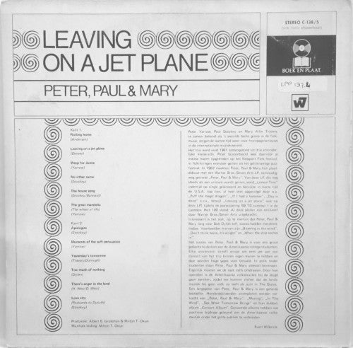 Peter, Paul & Mary : Leaving On A Jet Plane (LP, Comp, Club)