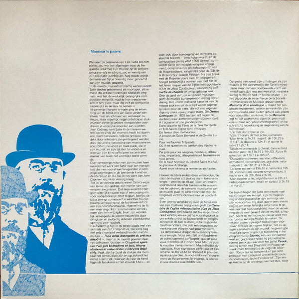 Erik Satie, Reinbert de Leeuw : Early Piano Works, Volume One (LP, Album, Gat)