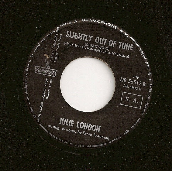 Julie London : Slightly Out Of Tune (Desafinado) (7", Single)