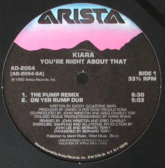 Kiara : You're Right About That (12")