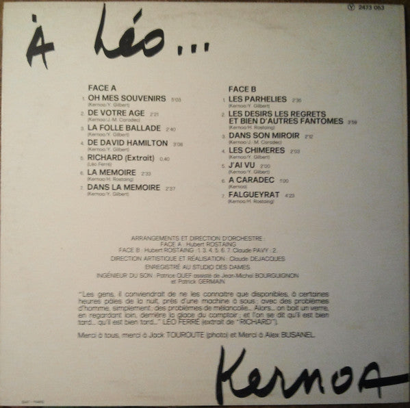 Jean-Pierre Kernoa : Oh Mes Souvenirs (LP, Album)