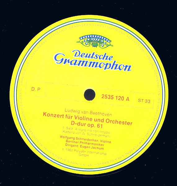 Ludwig Van Beethoven - Wolfgang Schneiderhan, Berliner Philharmoniker, Eugen Jochum : Violinkonzert (LP, RE)