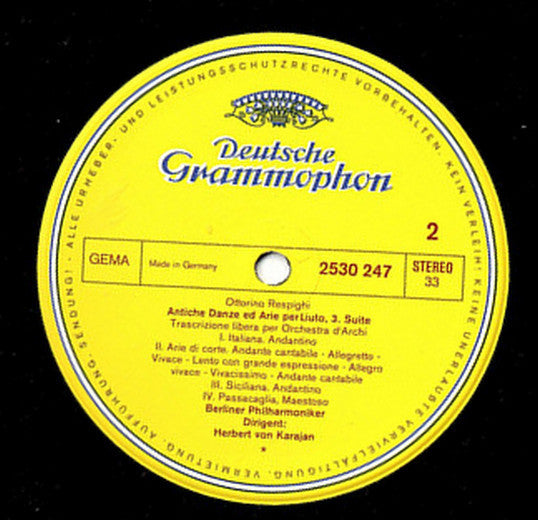 Tomaso Albinoni · Johann Pachelbel · Luigi Boccherini · Ottorino Respighi - Berliner Philharmoniker · Herbert von Karajan : Adagio (LP)
