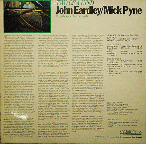 Jon Eardley / Mick Pyne : Two Of A Kind (LP, Album)