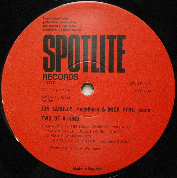 Jon Eardley / Mick Pyne : Two Of A Kind (LP, Album)