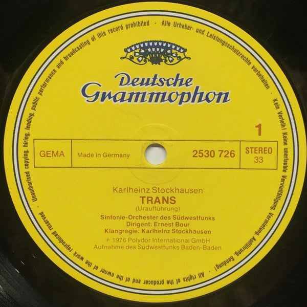 Karlheinz Stockhausen : Trans (LP, Album)