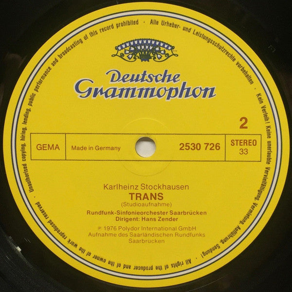 Karlheinz Stockhausen : Trans (LP, Album)