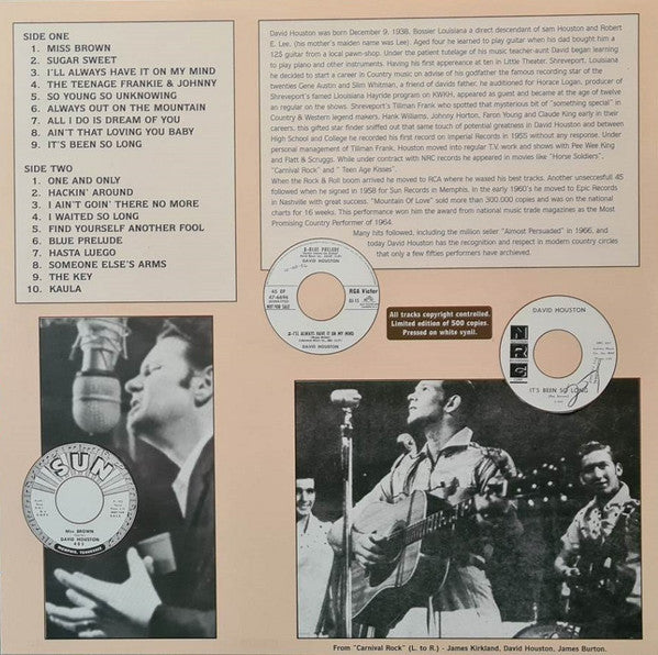 David Houston : Hackin' Around With David Houston (LP, Comp, Mono, Ltd, Whi)