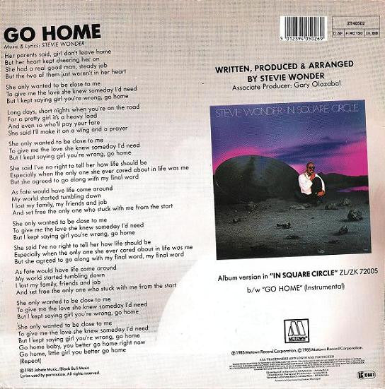 Stevie Wonder : Go Home (12", Maxi)