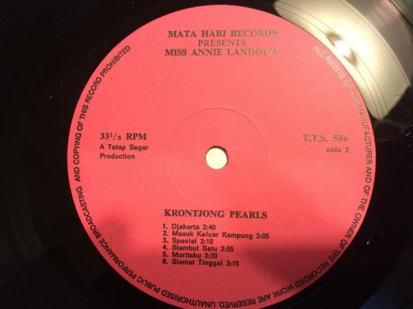 Miss Annie Landouw* : Keronchong Pearls (LP, Album)