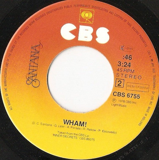 Santana : Well All Right / Wham! (7", Single)