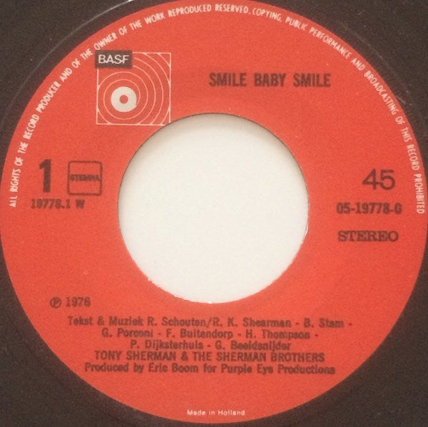 Tony Sherman & The Sherman Brothers (2) : Smile Baby Smile (7", Single)