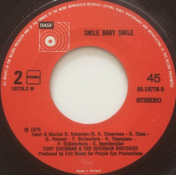 Tony Sherman & The Sherman Brothers (2) : Smile Baby Smile (7", Single)