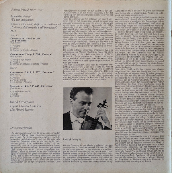 Vivaldi* - English Chamber Orchestra, Henryk Szeryng : De Vier Jaargetijden (LP, Gat)
