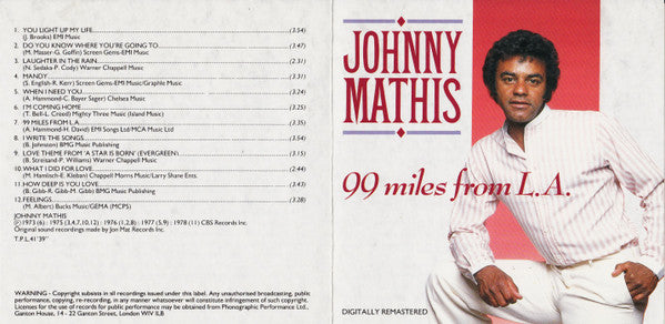 Johnny Mathis : 99 Miles From L.A. (CD, Comp, RM)