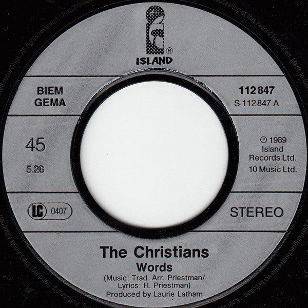 The Christians : Words (7", Single)