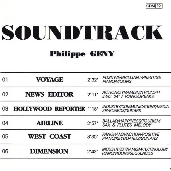 Philippe Geny : Soundtrack (CD)