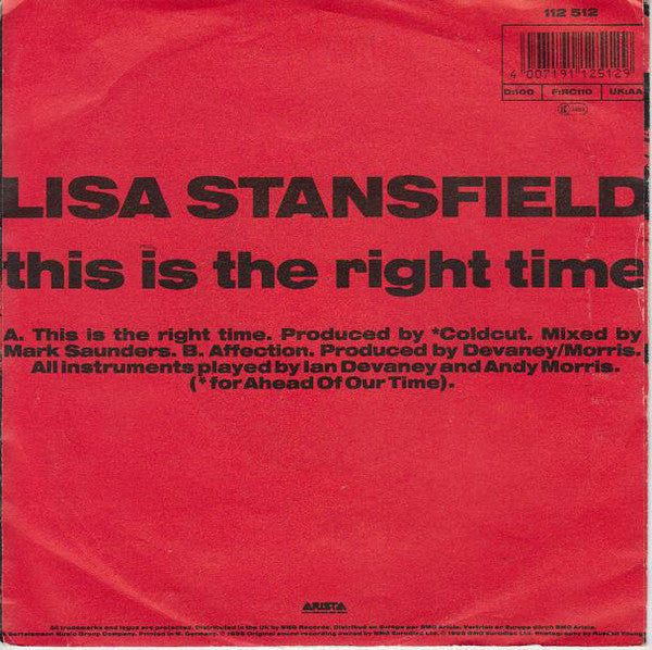 Lisa Stansfield : This Is The Right Time (7", Single)