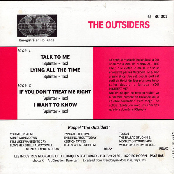 The Outsiders (5) : The Outsiders (7", EP, Mono)