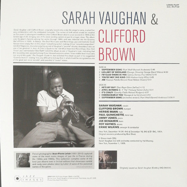 Sarah Vaughan & Clifford Brown : Sarah Vaughan & Clifford Brown (LP, Album, Mono, Dlx, Ltd, RE, 180)