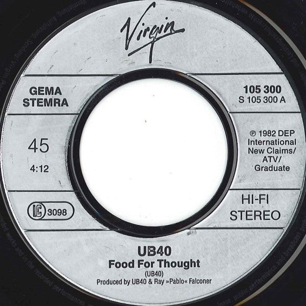 UB40 : Food For Thought (Live) (7", Single)