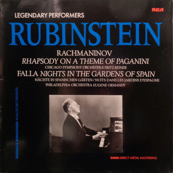 Sergei Vasilyevich Rachmaninoff, Manuel De Falla - Arthur Rubinstein, Chicago Symphony Orchestra, Fritz Reiner, The Philadelphia Orchestra, Eugene Ormandy : Rhapsody On A Theme Of Paganini / Nights In The Gardens Of Spain (LP, Comp, RM)