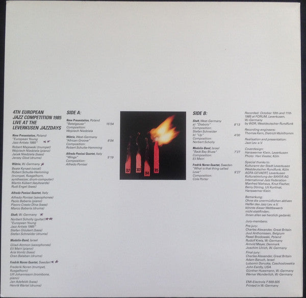 Various : 4th European Jazz Competition 1985 Live At The Leverkusen Jazzdays (LP, Album)