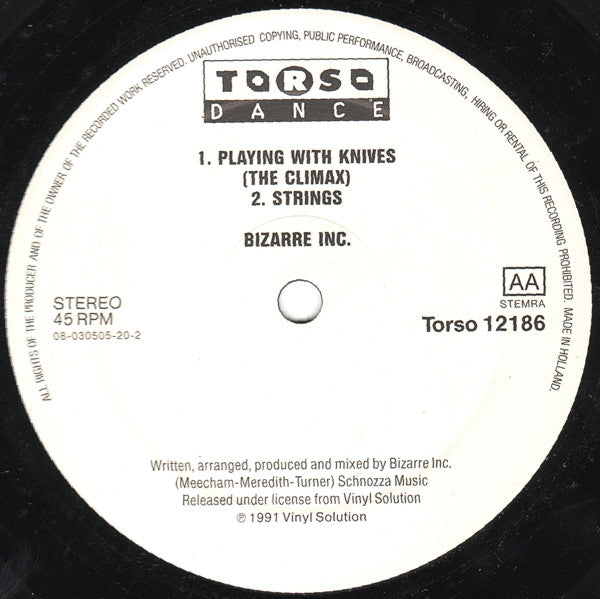 Bizarre Inc : Playing With Knives (12")