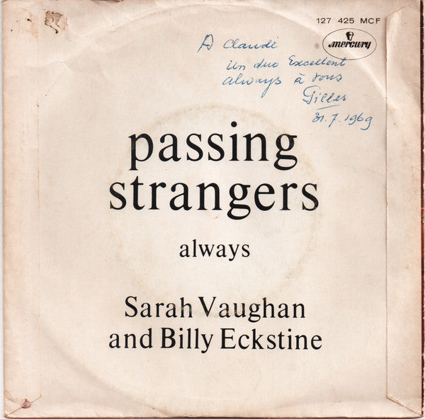 Sarah Vaughan and Billy Eckstine : Passing Strangers (7", Single, Mono)