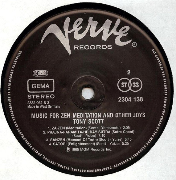 Tony Scott (2) · Shinichi Yuize · Hozan Yamamoto : Music For Zen Meditation (And Other Joys) (LP, Album, RE)