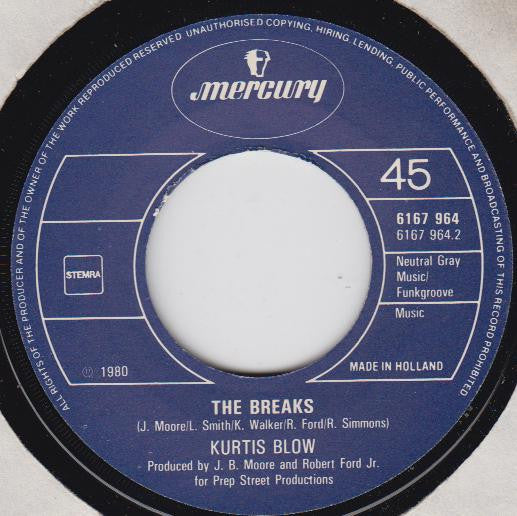 Kurtis Blow : The Breaks Part 1 / The Breaks Part 2 (7", Single)