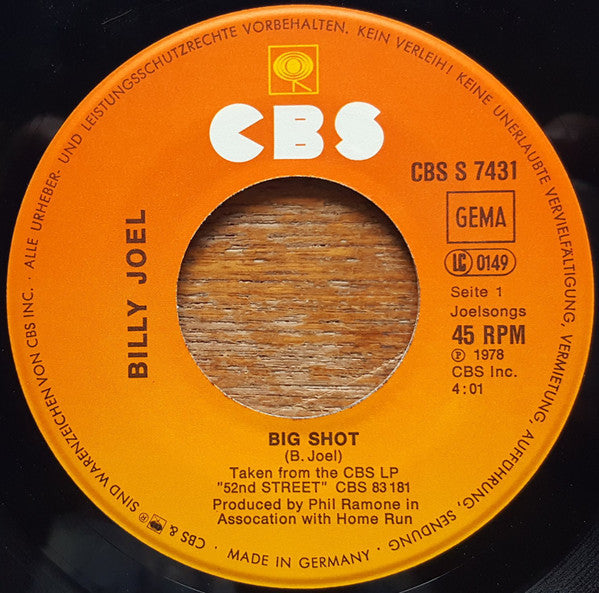 Billy Joel : Big Shot (7", Single)