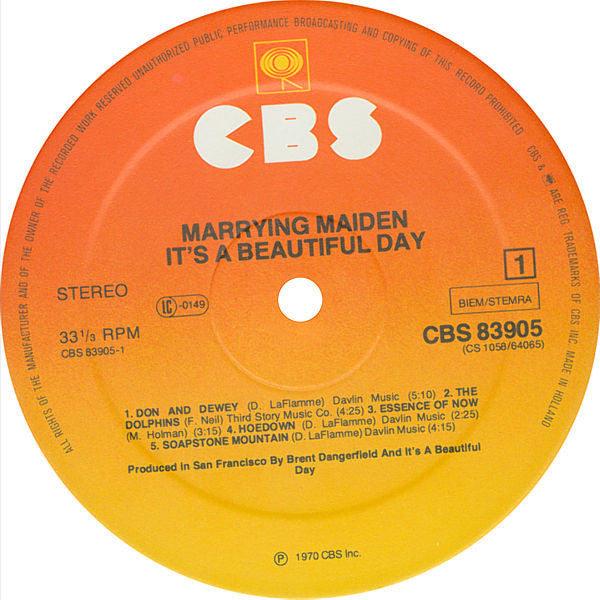 It's A Beautiful Day : Marrying Maiden (LP, Album, RE)