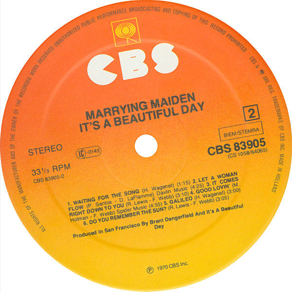 It's A Beautiful Day : Marrying Maiden (LP, Album, RE)