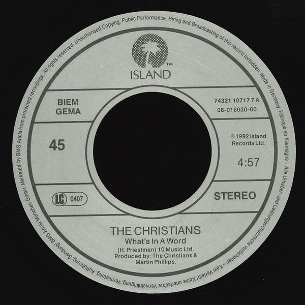 The Christians : What's In A Word (7", Single)