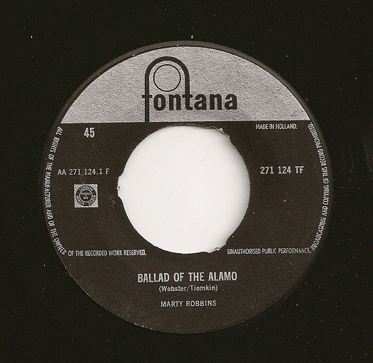 Marty Robbins : Ballad Of The Alamo / A Time And A Place For Everything (7", Single)