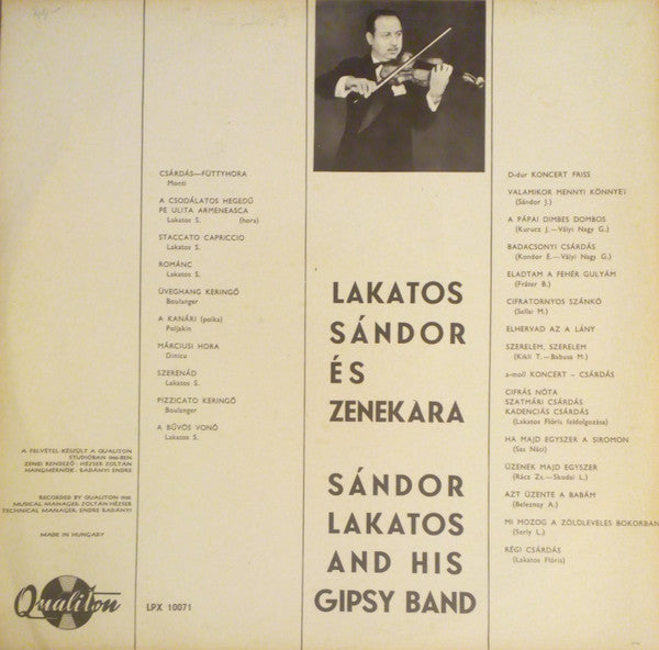 Sándor Lakatos And His Gipsy Band : Budapest Éjjel = Budapest At Night (LP, Album)