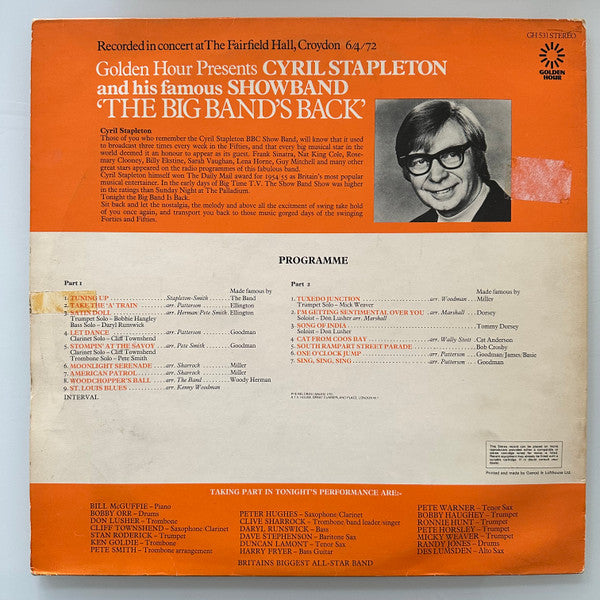 Cyril Stapleton And His Famous Showband* : Golden Hour Presents Cyril Stapleton And His Famous Showband "The Big Band's Back" (LP, Album)