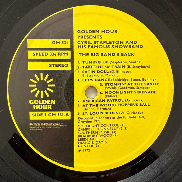 Cyril Stapleton And His Famous Showband* : Golden Hour Presents Cyril Stapleton And His Famous Showband "The Big Band's Back" (LP, Album)
