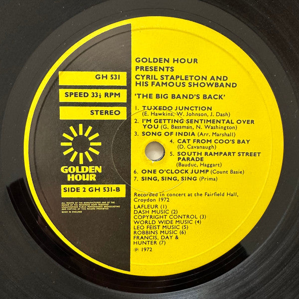 Cyril Stapleton And His Famous Showband* : Golden Hour Presents Cyril Stapleton And His Famous Showband "The Big Band's Back" (LP, Album)